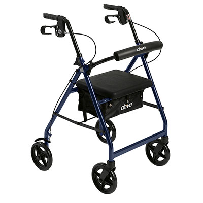Aluminum Rollator Rolling Walker with Fold Up and Removable Back Support and Padded Seat
