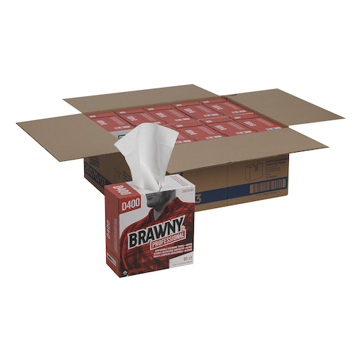Brawny Professional D400, Disposable Cleaning Towels, Tall Box, White