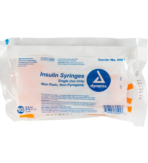 Non Safety Insulin Syringe, 0.5 cc