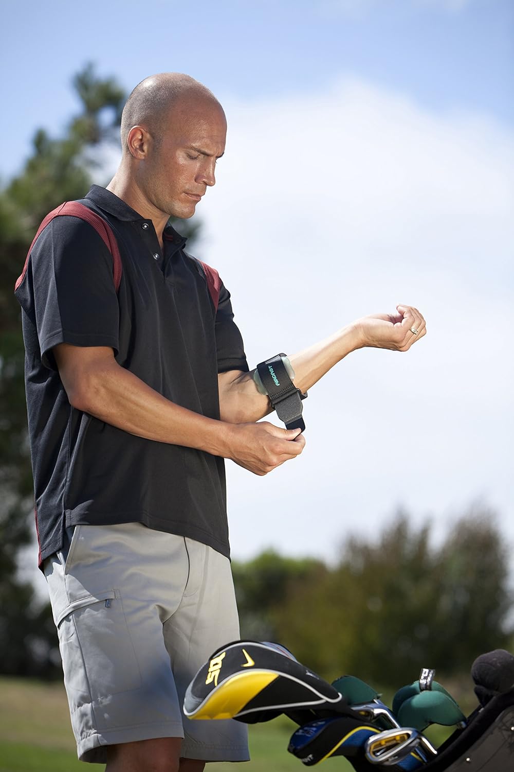 Aircast Pneumatic Armband, Tennis/Golfers Elbow Support Strap, Black