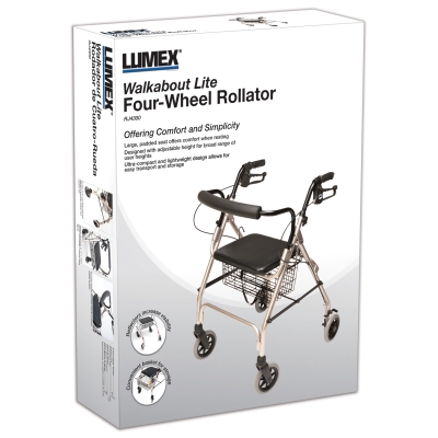 Walkabout Lite Four-Wheel Rollator Burgundy