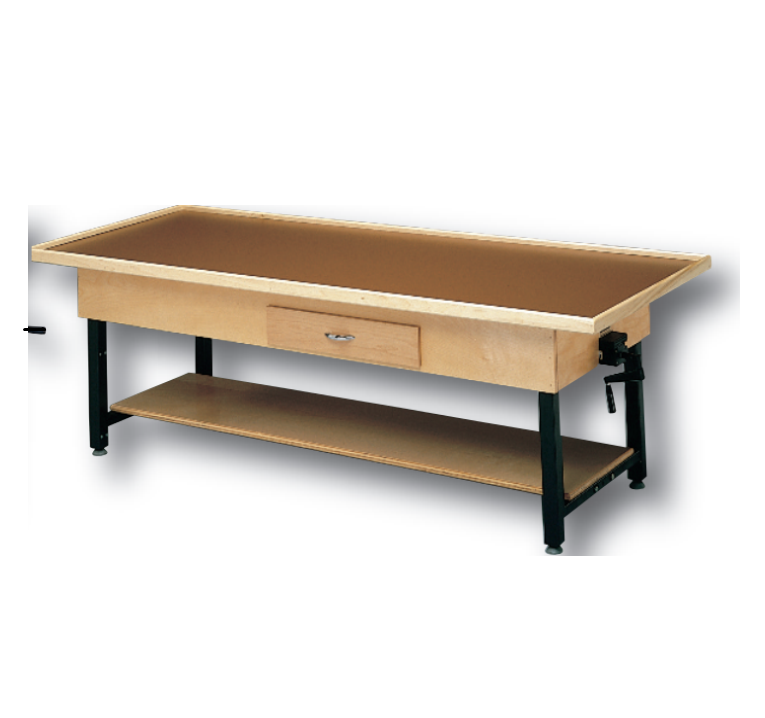 1 Section Hi Low Upholstered Manual Table with Shelf