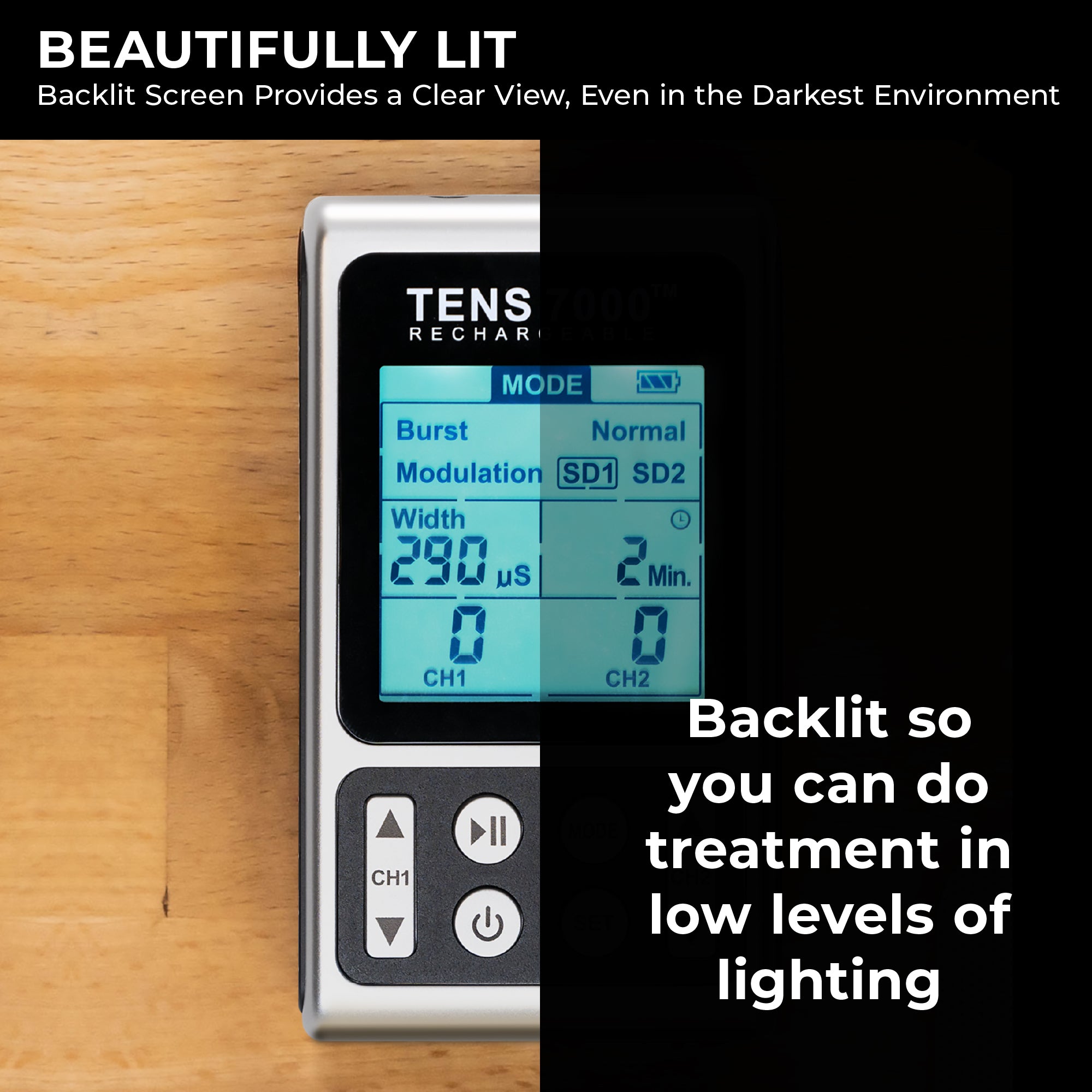 TENS 7000 Elite Rechargeable TENS Unit Muscle Stimulator and Pain Relief Machine
