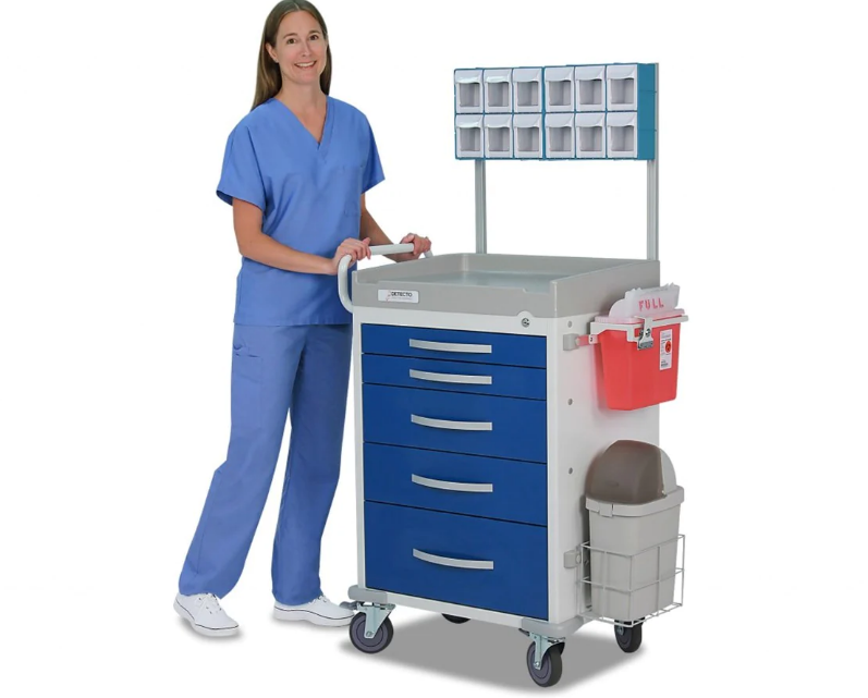 Detecto Rescue Anesthesiology Medical Cart with Blue Drawers RC333369BLU-L