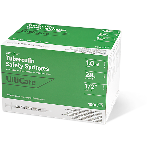Tuberculin Safety Syringe with Permanently Attached Needle, Low Dead Space, 1 mL