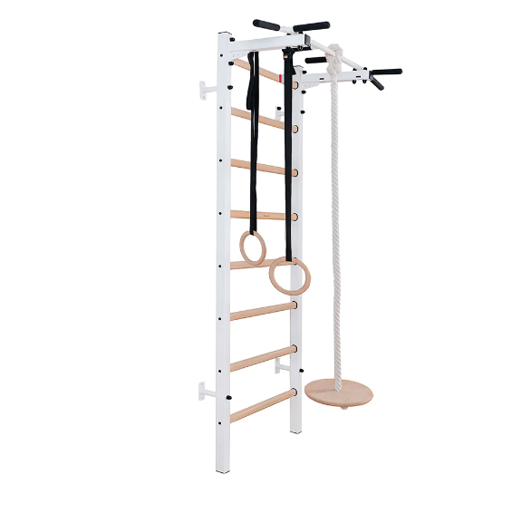 221+A076 Wall Bar with Fixed Steel 6 Grip Pull Up and Gymnastic Accessories