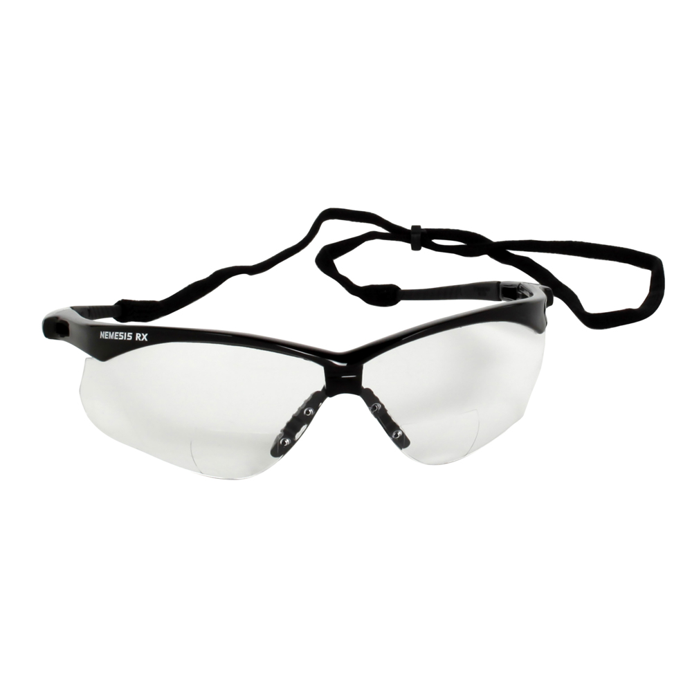 KleenGuard Nemesis Readers Prescription Safety Glasses, Clear Lens, Black Frame