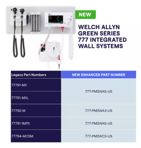 Welch Allyn, Green Series 777 Integrated Wall System