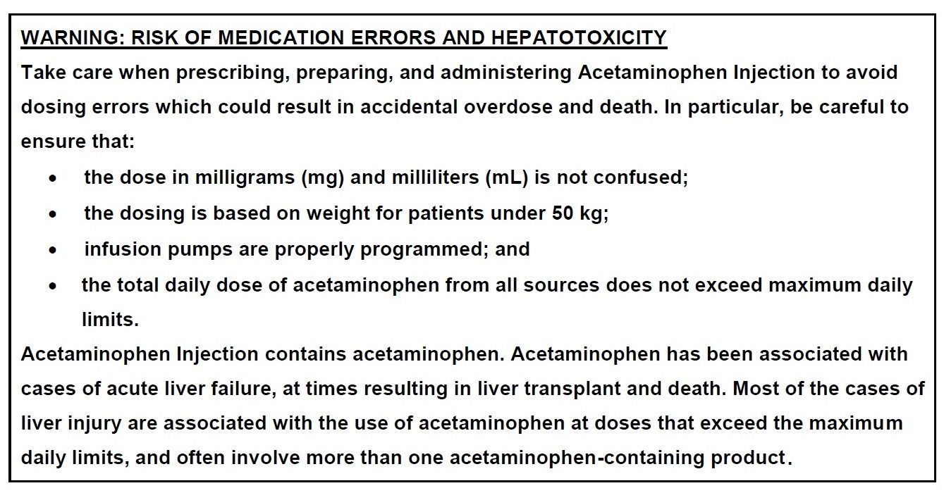 Acetaminophen Injection, 500 mg / 50 ml
