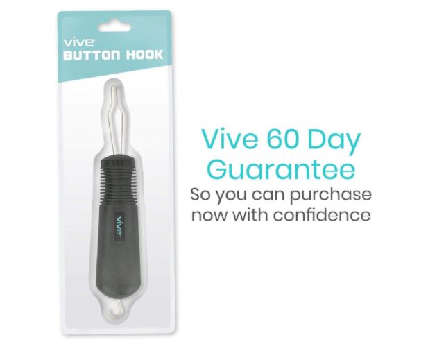 Vive Button Hook with Finger Hole - Zipper Gripper Pull Helper - Dressing  Aid Assist - Buttoning Tool Device for Arthritis, Limited Mobility