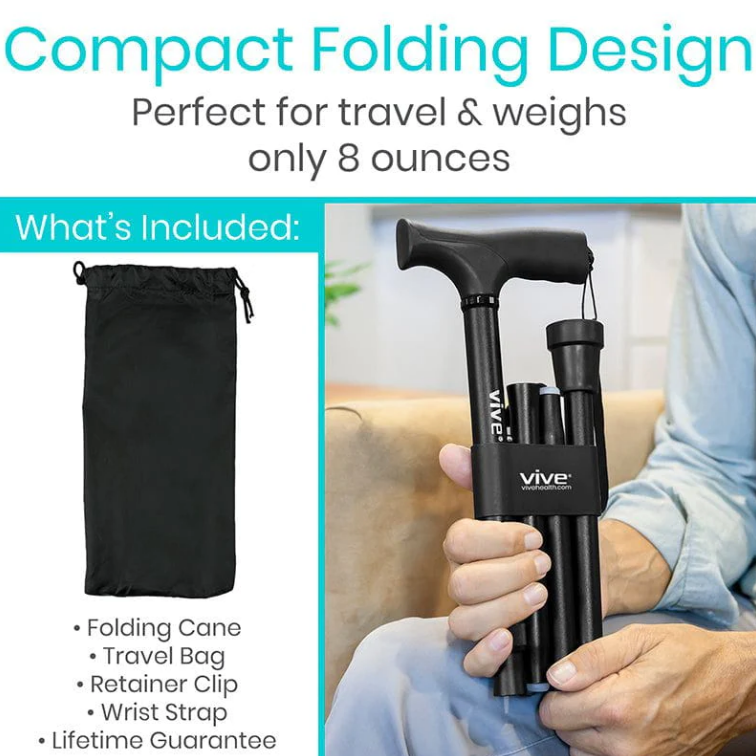 Folding Walking Cane - Collapsible & Adjustable