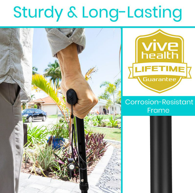 Folding Walking Cane - Collapsible & Adjustable