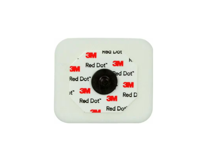 Red Dot ECG Monitoring Electrodes with Abrader and Radiolucent Stud