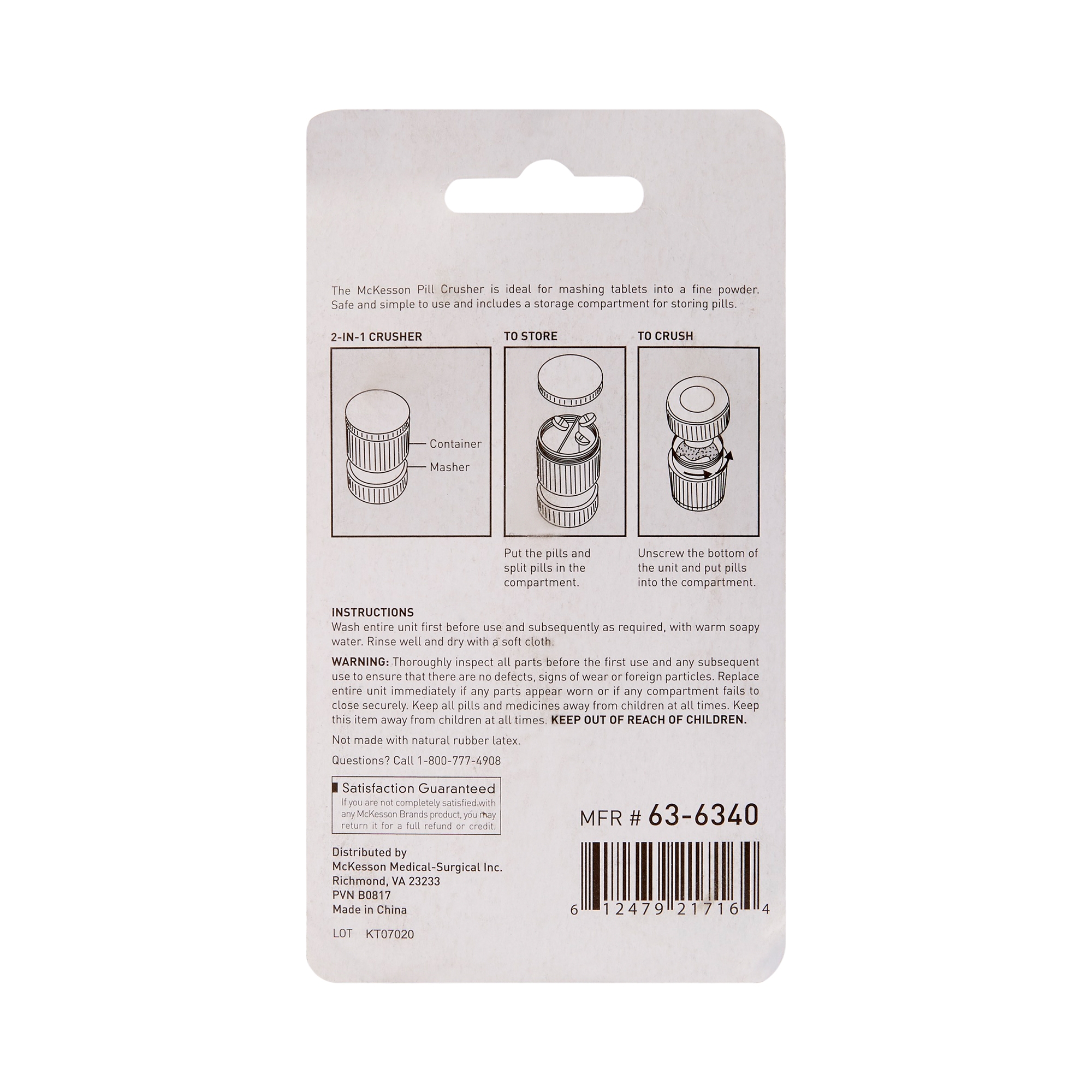 Pill Crusher Hand Operated Clear