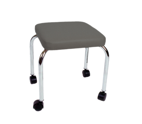 Gray Upholstery Square Top Mobile Stool without Back