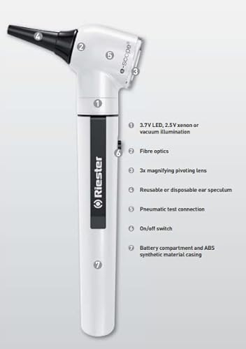 Black E Scope Fiber Optic Otoscope XL 2.5 V in Case
