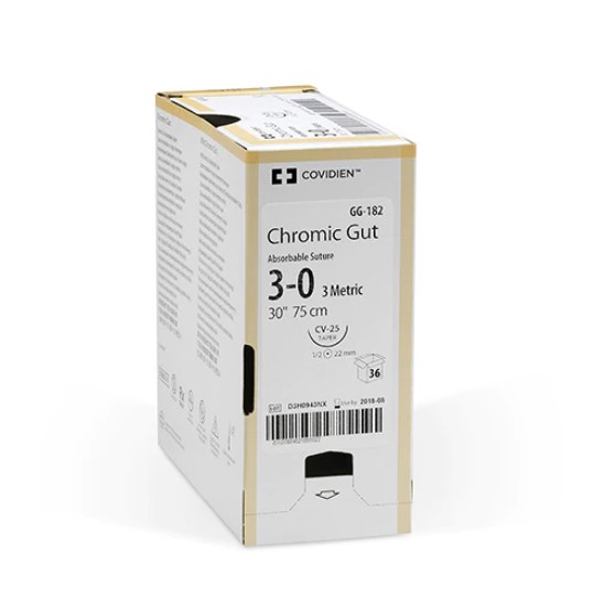 Chromic Gut Absorbable Suture, Reverse Cutting Needle, C13, 30"