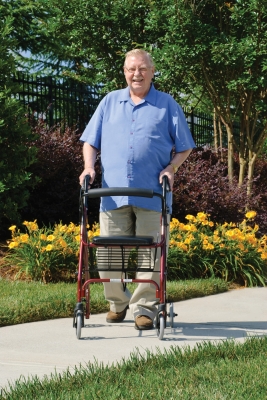 Walkabout Lite Four-Wheel Rollator Burgundy