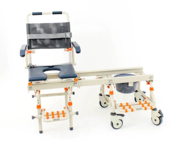 Bathtub Transfer Chair with Rolling Base, Bridge, and Commode System