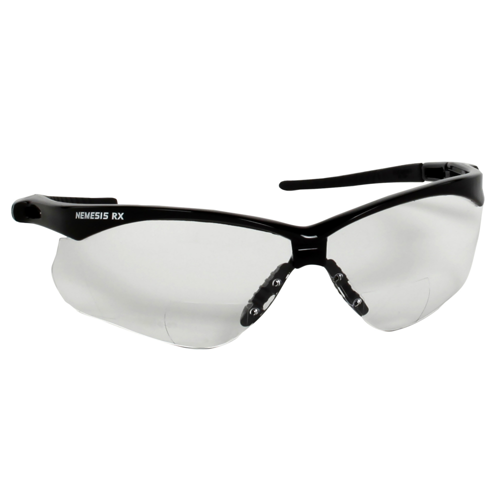 KleenGuard Nemesis Readers Prescription Safety Glasses, Clear Lens, Black Frame