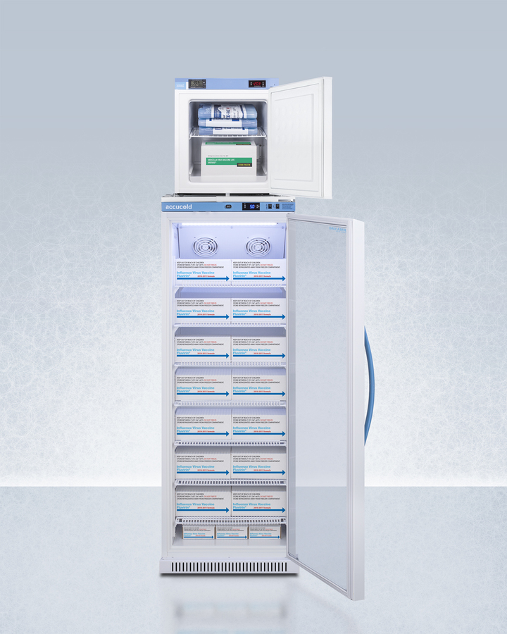 Stacked Pharma Vac All Refrigerator and Compact Low Temperature All Freezer
