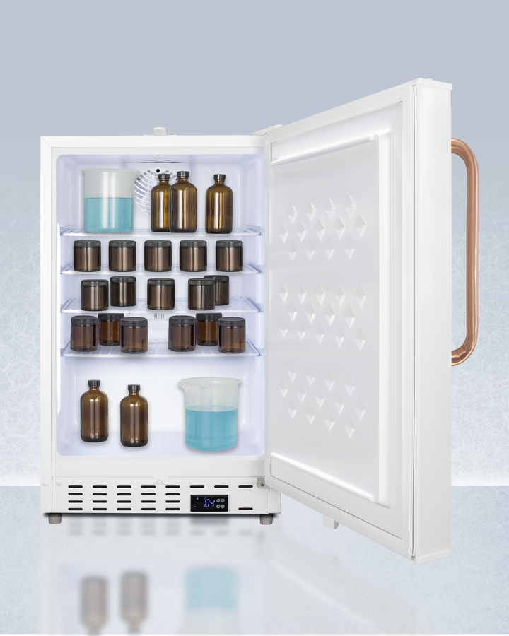 20" Wide Built In Healthcare All Refrigerator with Lock and Copper Handle