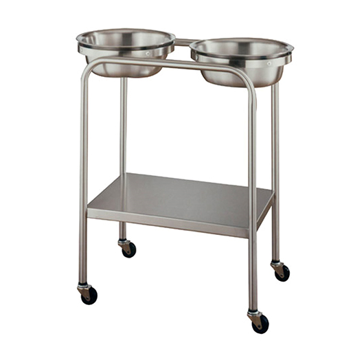 Stainless Steel Double Basin Stand with Shelf