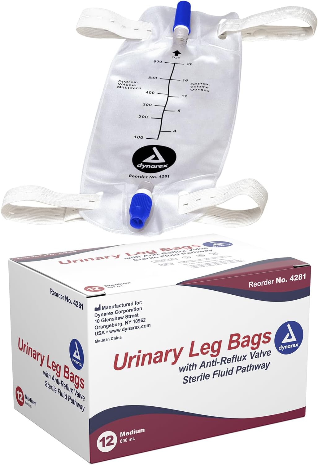 Urinary Leg Bag Anti-Reflux Valve Sterile 600 mL Vinyl