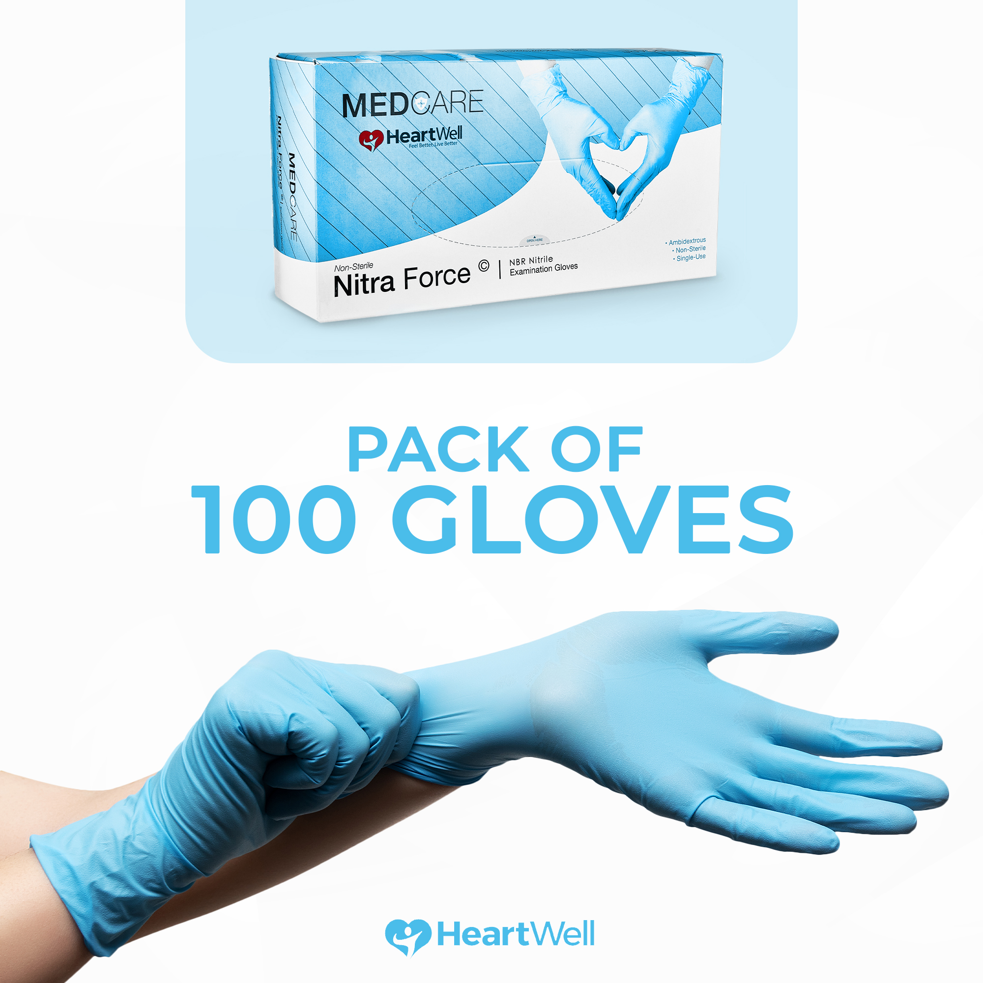 Nitrile Exam Gloves, Medium, Non Sterile