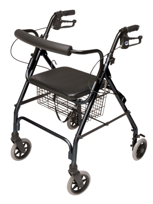 Walkabout Lite Four-Wheel Rollator, Black