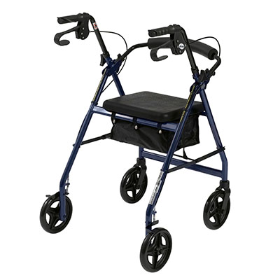 Aluminum Rollator Rolling Walker with Fold Up and Removable Back Support and Padded Seat