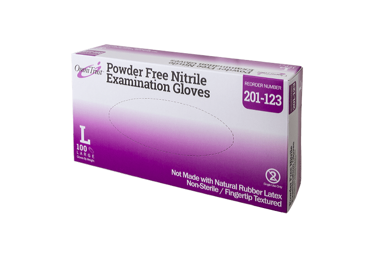 OmniTrust 201 Nitrile Powder Free Examination Glove Box of 200