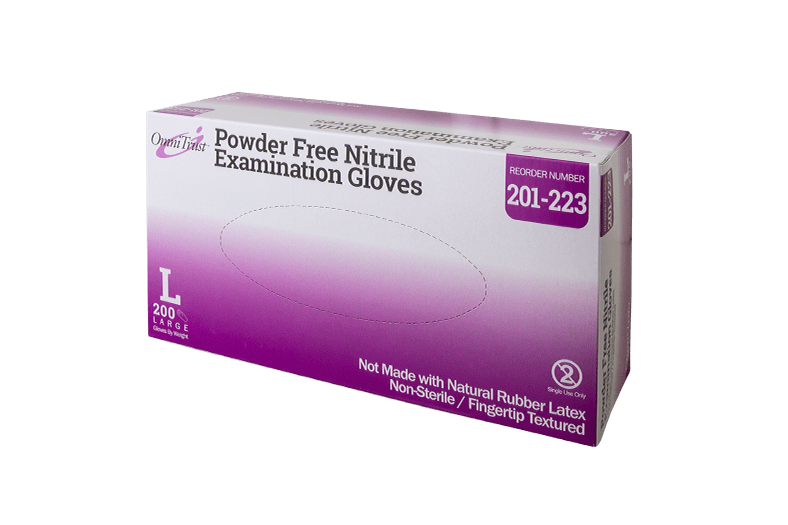 OmniTrust 201 Nitrile Powder Free Examination Glove Box of 200