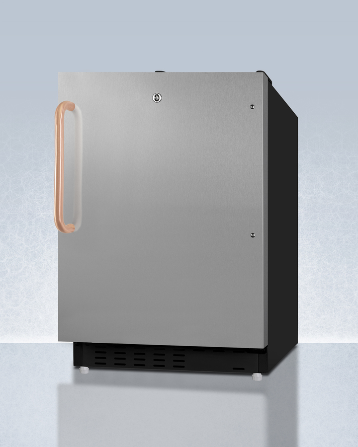 21" Wide Built in Undercounter ADA Compliant Refrigerator Freezer with Front Lock and Copper Handle