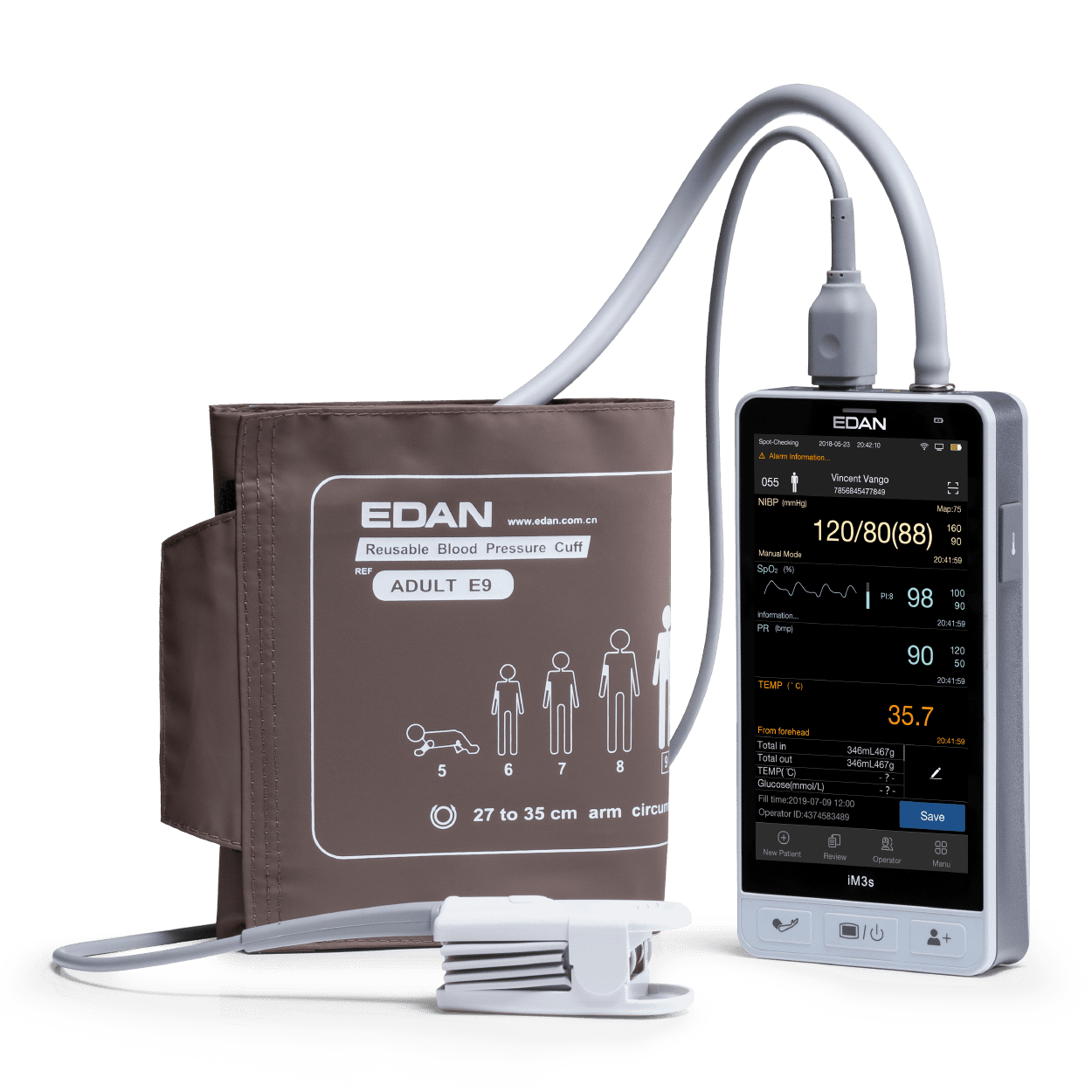 iM3s Handheld Vital Signs Monitor, NIBP, SpO2, Infrared Non Contact Temp