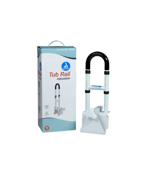 Adjustable Tub Rail with Height Clamp On, White