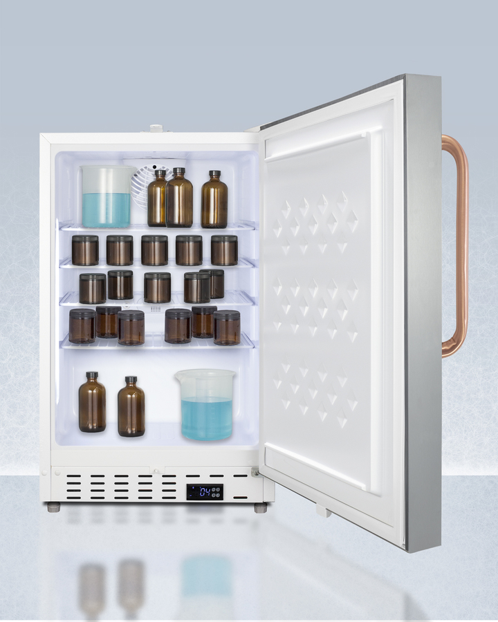 ADA Compliant 21" Wide Built In Healthcare All Refrigerator with Lock and Copper Handle