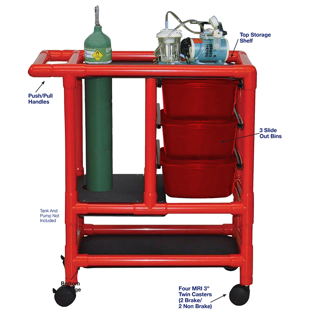 Emergency Crash Cart Red PVC Frame