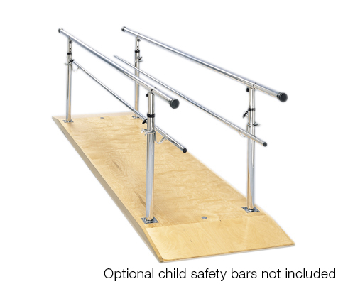 Height Adjustable Parallel Bars with Wood Platform