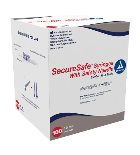 SecureSafe Syringe with Safety Needle, 1 cc, Luer Lock 