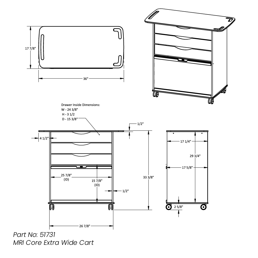 MRI Extra Wide Core Cart