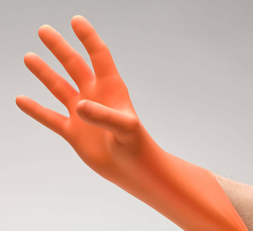 NitriDerm EP Orange Nitrile Exam Gloves, Extended Cuff, Non Sterile, Powder Free, Series 189