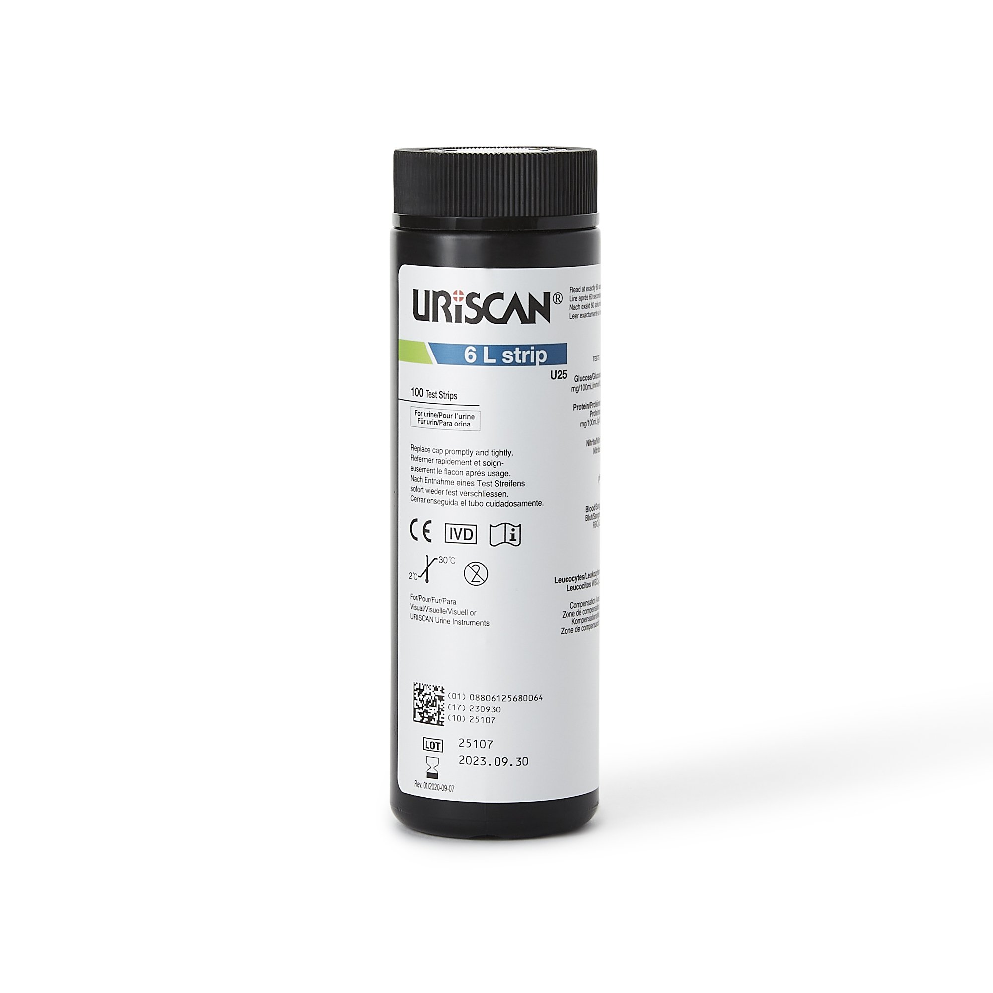 Urinalysis Reagent Strips 6L - Blood, Glucose, Leukocytes, Nitrite, pH, Protein
