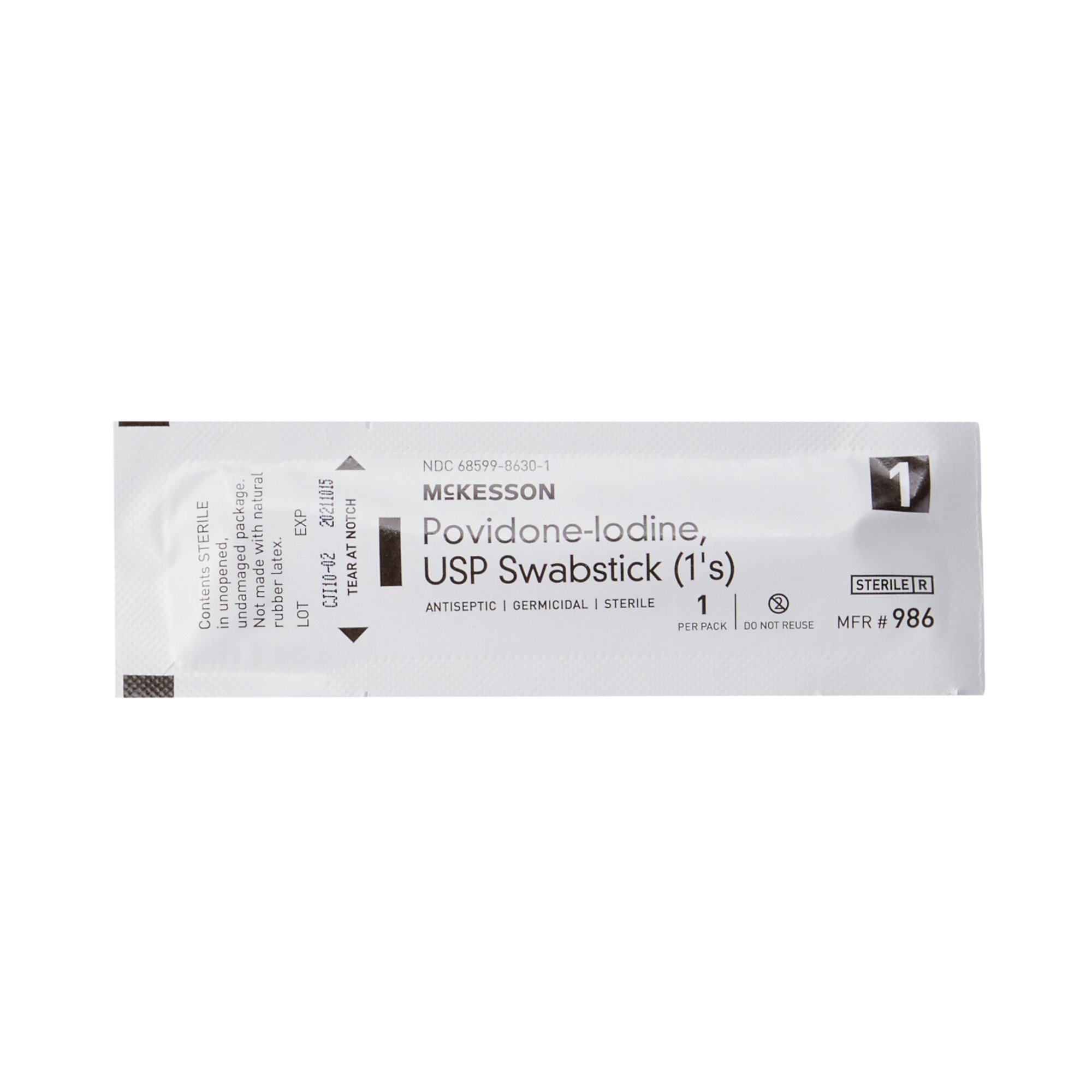 10% Strength Povidone Iodine Impregnated Swabstick, Individual Packet, Sterile