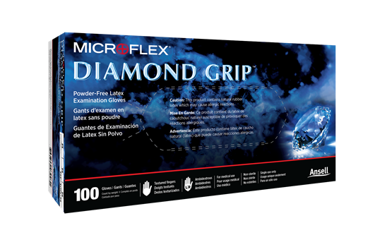 MicroFlex Diamond Grip Exam Gloves, Latex, Powder Free, Non Sterile