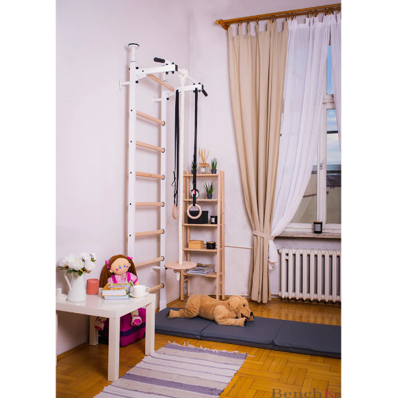 521+A204 Wall Bars with Permanently Fixed Pull Up Bar and Gymnastic Accessories