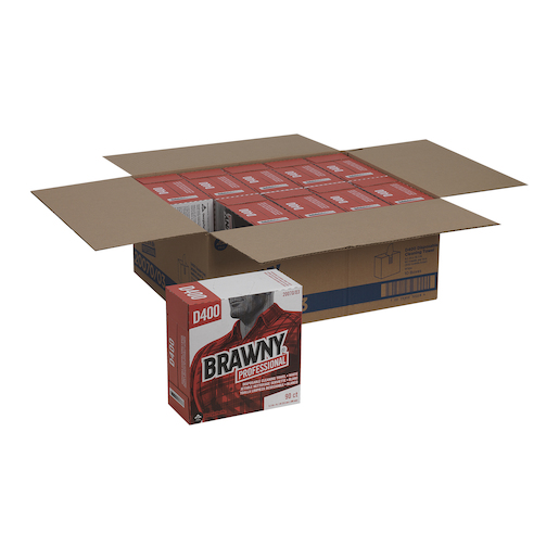 Brawny Professional D400, Disposable Cleaning Towels, Tall Box, White