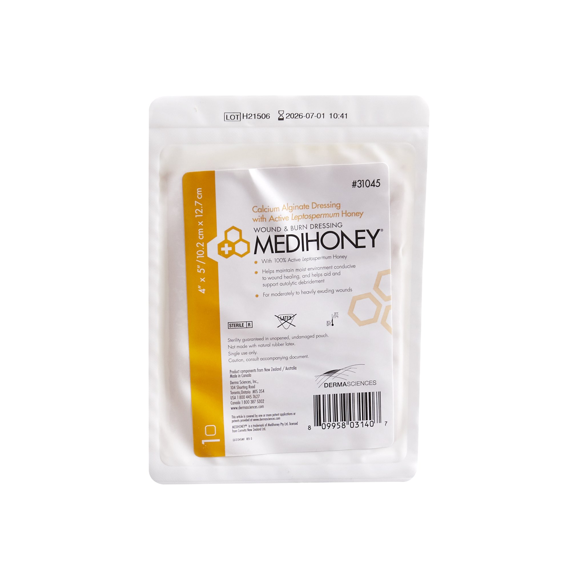 MediHoney Calcium Alginate Dressing, Honey Impregnated
