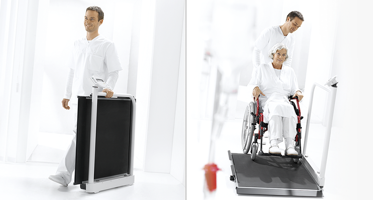 EMR Validated, Wheelchair Scale with Handrail and Transport Castors
