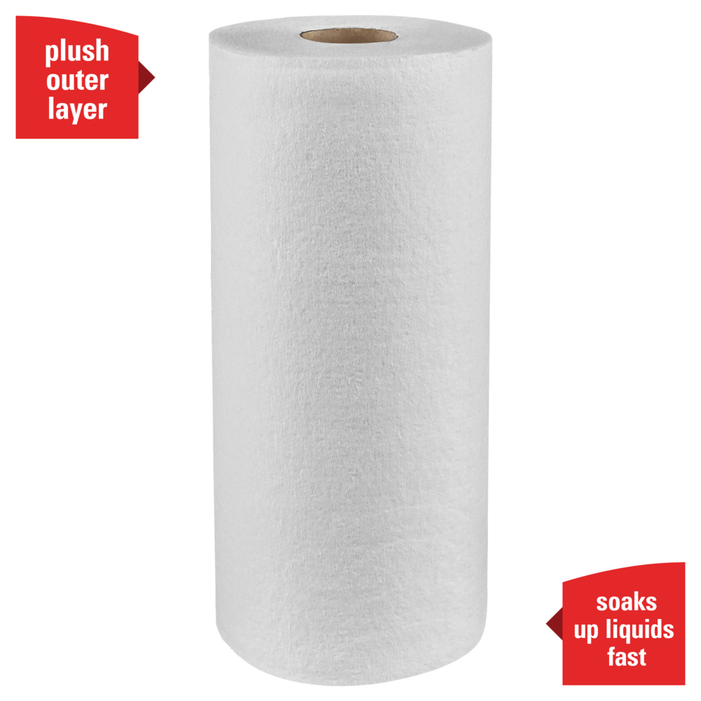 WypAll Power Clean L40 Extra Absorbent Towels, Small Roll, White